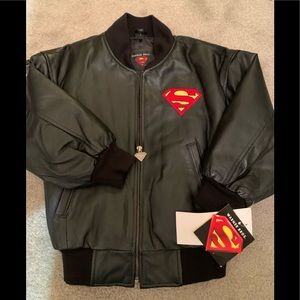Child’s genuine black leather Superman jacket.